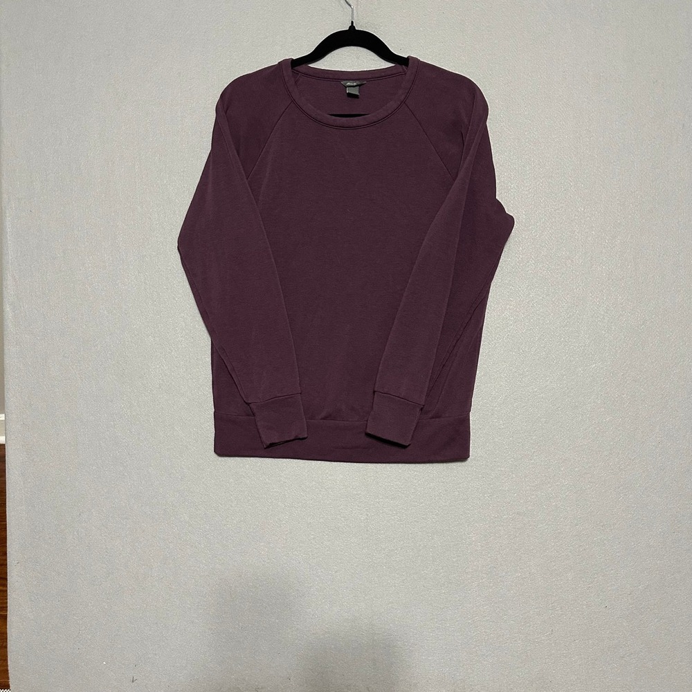Eddie Bauer Womens Small Purple Crewneck Raglan Long Sleeve Sweatshirt‎ Plum